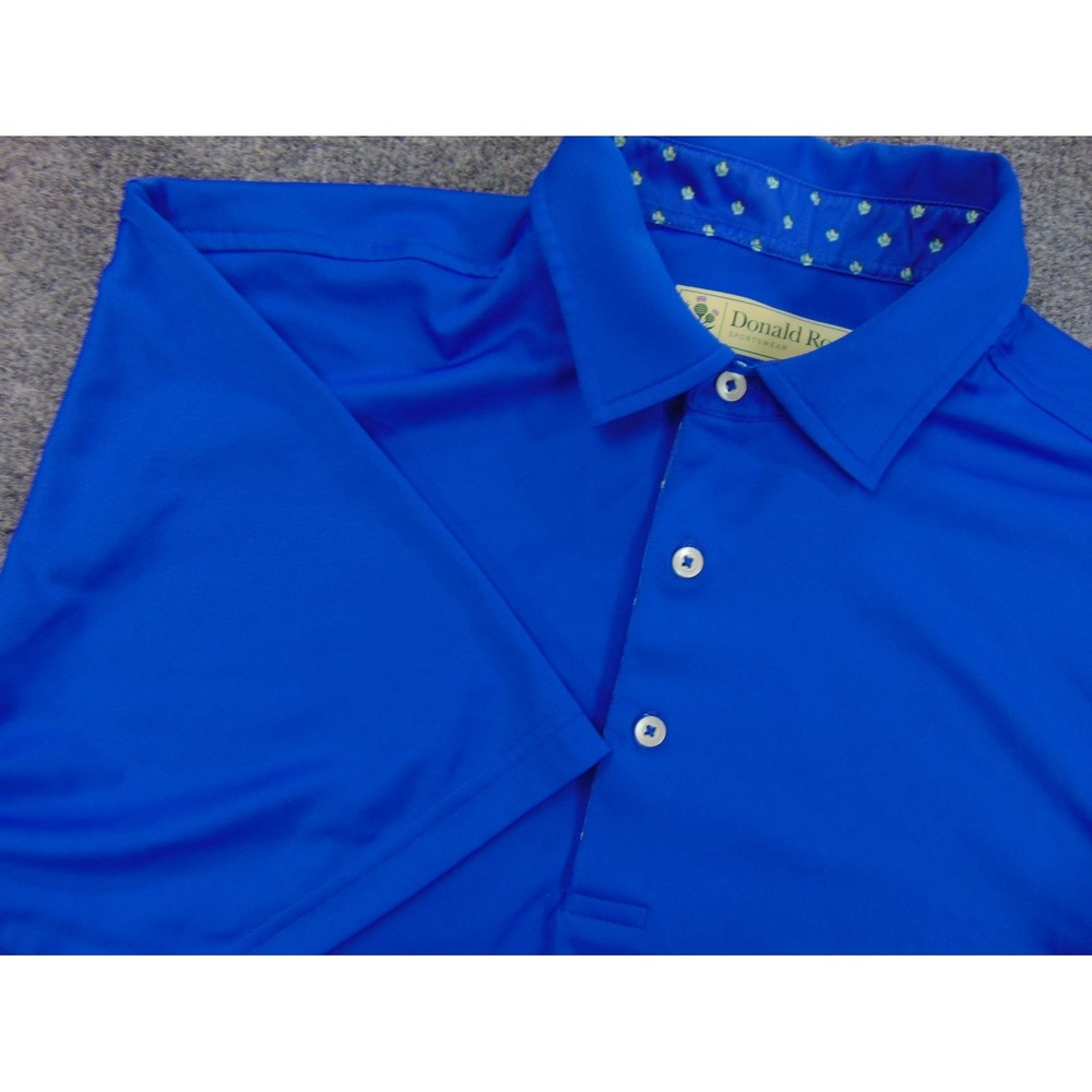 Donald Ross Polo Shirt Mens Med Blue Solid Short Sleeve Golf Athletic‎ FLAW
